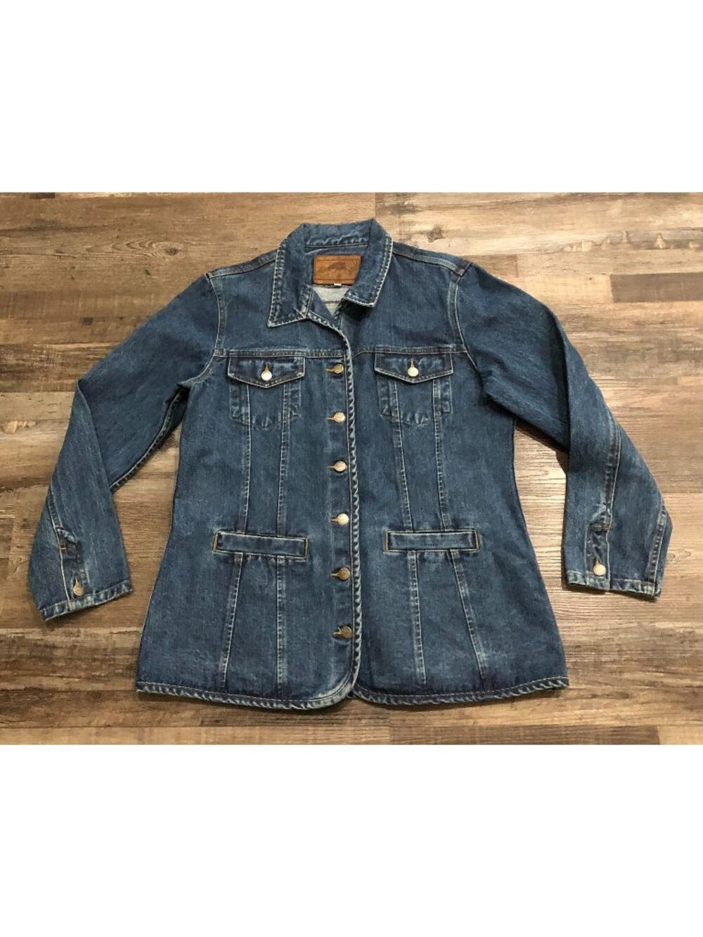 Orvis Womens Size 14 Blue Denim Button Up Jean Short Jacket